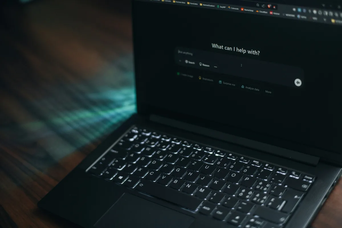 Laptop displaying an AI-powered search interface, representing the shift from traditional SEO to generative search